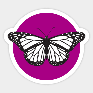 Monarch butterfly on purple Sticker